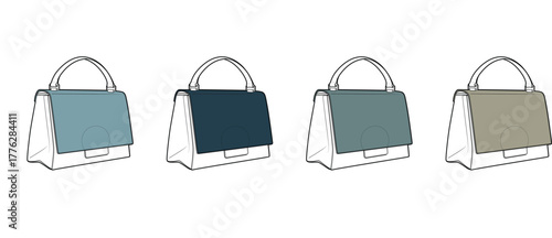 Collection of diverse women's handbag designs, each presented in a unique color palette, showcasing versatile fashion accessories for modern style and elegance