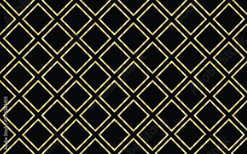 Golden retro repeatable square shape strokes pattern background. luxurious and sophisticated visual symbol. vector illustration.