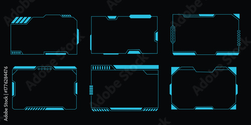 High Tech HUD Vector Elements with Sci fi frames icon vector. gaming overlays, sci fi interfaces, or modern tech dashboards symbol. vector illustration.