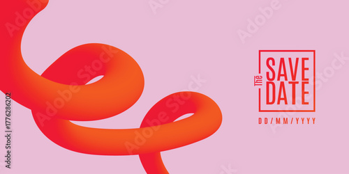 Save the date banner Swirl Elements with Gradients. Carnival 3D Pattern. Can be used for business, marketing and advertising. logo graphic design of event summit for Technology and upcoming events