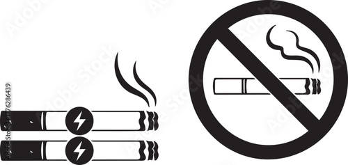 No Smoking Sign with Two Lit Cigarettes smoking ban