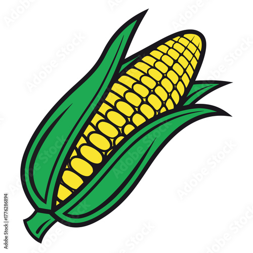 Fresh and Delicious Corn Icon A Vibrant Illustration of the Popular Vegetable Ready to Eat, Enjoy!