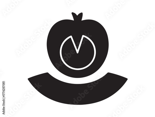 Modartis icon in silhouette white background.