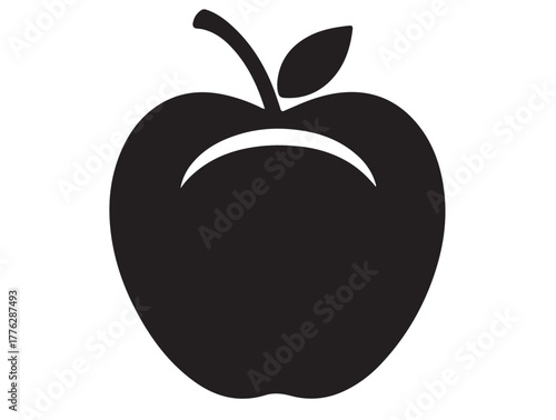 Apple icon in silhouette white background.