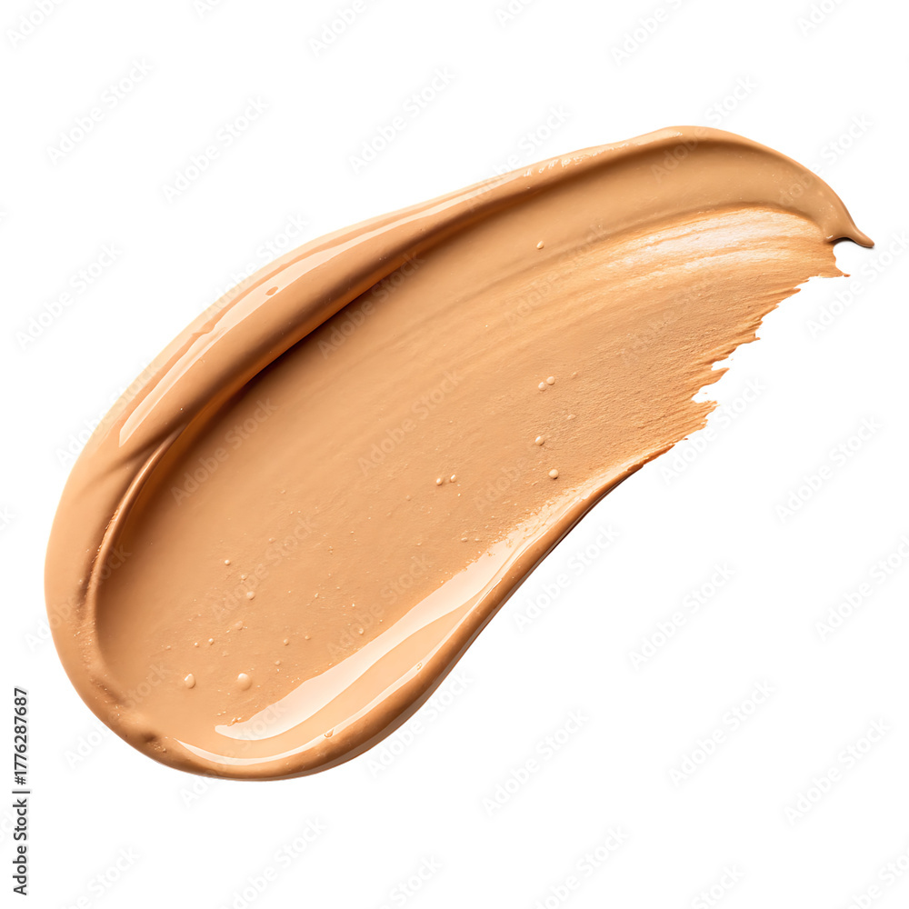 Fototapeta premium Nude cosmetic foundation smear isolated on transparent background png