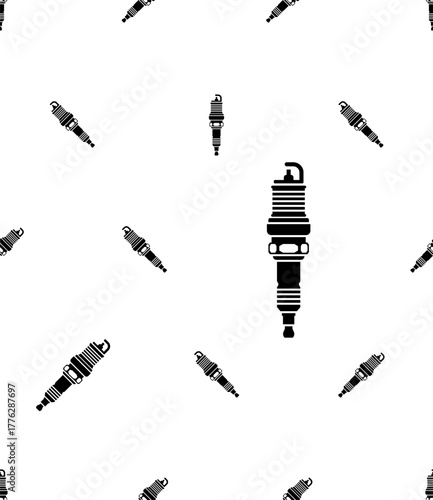 Spark Plug Icon Seamless Pattern