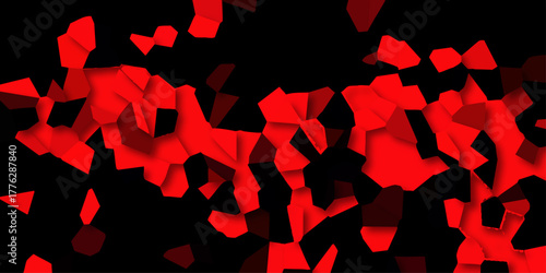Vibrant Red Polygonal Fragments Bursting Against a Stark Black Background with Dynamic Shadows mosaic