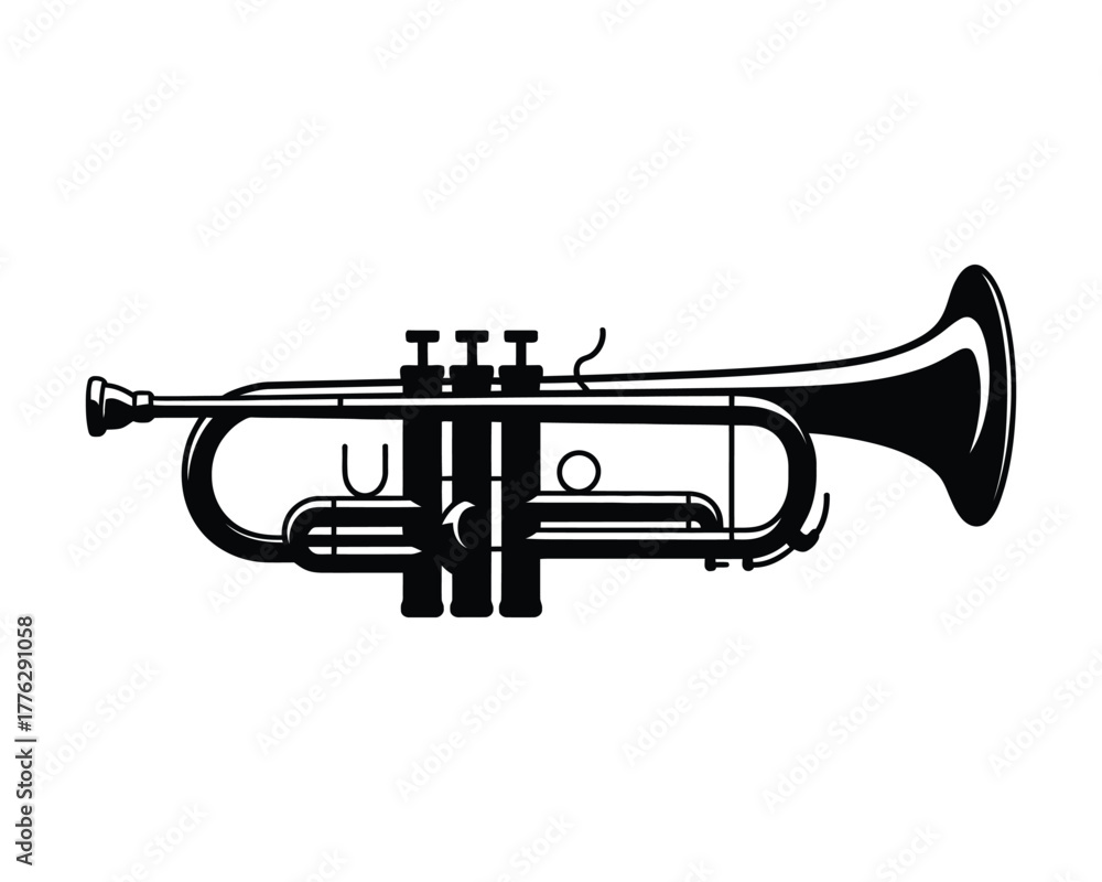 Naklejka premium Shiny Brass Trumpet Illustration for Musical Designs