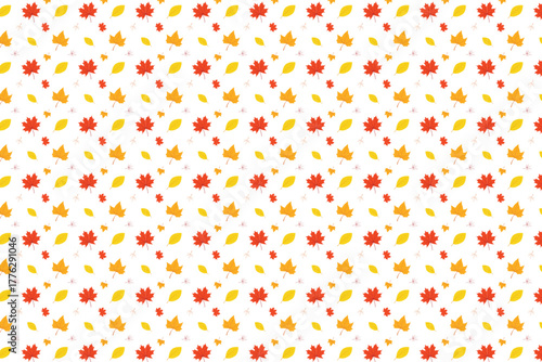 Charming pattern of colorful autumn leaves on a white background