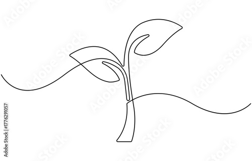 One line continuous leaves single line drawing.