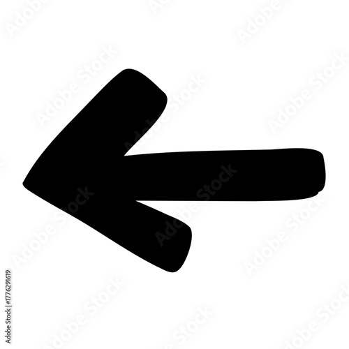 Hand-drawn left arrow symbol for direction and navigation