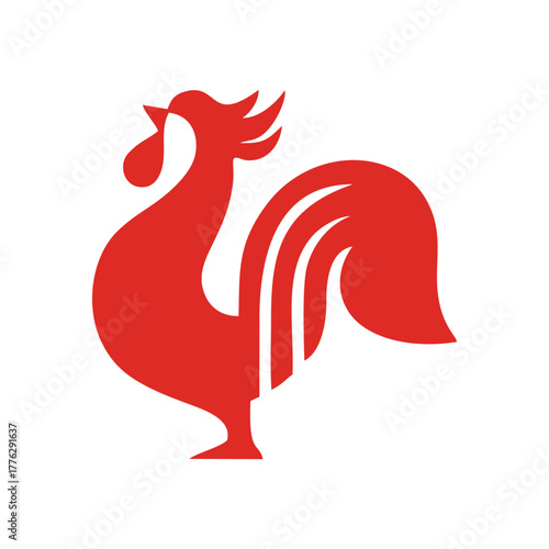 Stylized Red Rooster Mascot Logo Design Vector Icon