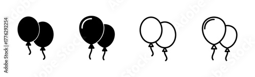 Balloon icon set. party balloon icon decoration birthday vector. Balloon black silhouette icon