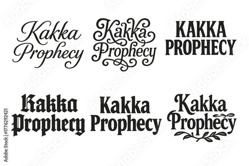 Kakka Prophecy Emblems. Kakka Prophecy. Set lettering. harmonious lettering variations of the same emblematic concept, each with different artistic