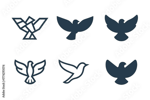 Clear Sky Logos. Clear Sky. Set Logo of Clear Sky: Bird. harmonious logo variations of the same emblematic concept, each with different artistic interpretation