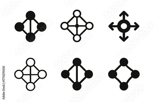 Team Dashboard Emblems. Team performance dashboard. Set Logo of Team performance dashboard: tactics board with connected nodes. harmonious logo variations of