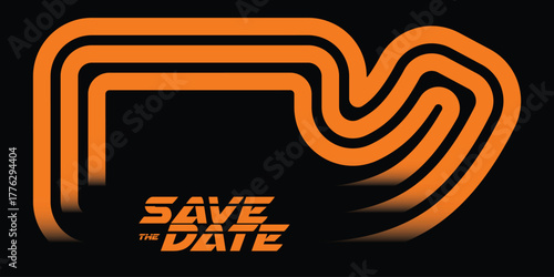 Layout with running track for sports event, competition or championship. Template for save the date, poster or cover. A modern abstract illustration inspired by running, athletics, featuring dynamic 
