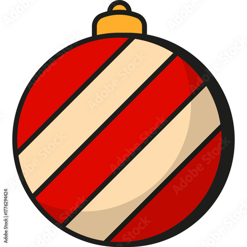 Retro Striped Christmas Bauble Illustration