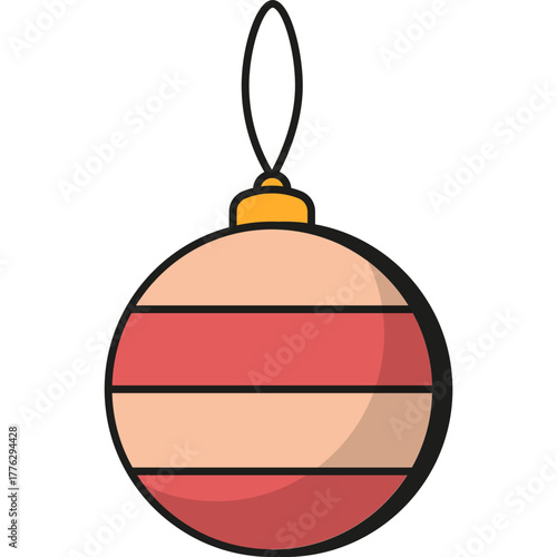 Striped Christmas Ball Ornament Illustration