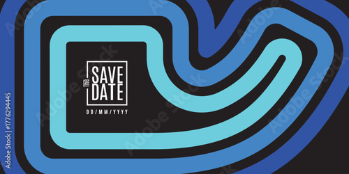 Layout with running track for sports event, competition or championship. Template for save the date, poster or cover. A modern abstract illustration inspired by running, athletics, featuring dynamic 
