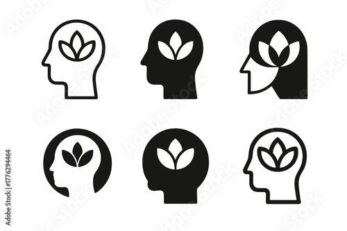 Mindful Logo Variations. Mindfulness in Design. Set Logo of Mindfulness in Design: balanced grid with whitespace. Icon set. harmonious logo variations of the