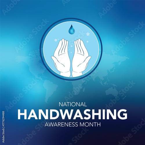 A clean and minimal illustration promoting Handwashing Awareness Month in December. Campaign banner to symbolizing hygiene, wellness, and prevention for global health and safety.