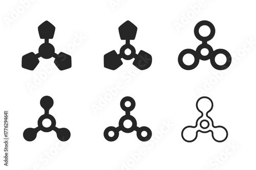 OOP Logo Variations. Object-oriented programming (OOP) chart. Set Logo of OOP: method interaction diagram. Icon set. harmonious logo variations of the same
