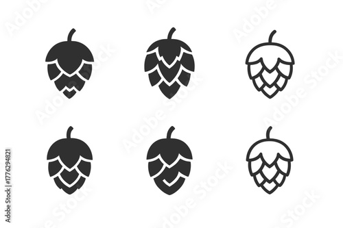 Craft Beer Logo Variations. Home-brewed beer making and bottle design. Set Logo of home-brewed beer making and bottle design: hop cone. Icon set. harmonious