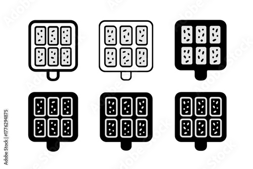 Granola Bar Logos. Baking a batch of granola bars for on-the-go snacks. Set Logo of baking a batch of granola bars for on-the-go snacks: oven tray with baked