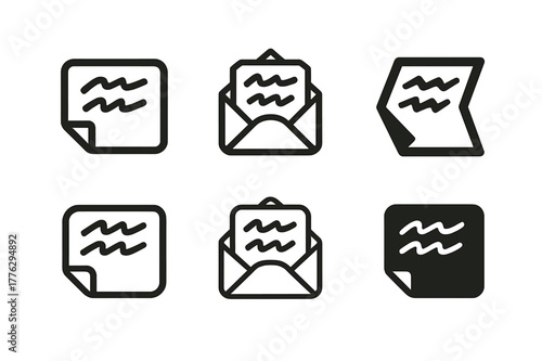 Handwritten Logo Variations. handwritten address. Set Logo of handwritten address: sticky address label with script. Icon set. harmonious logo variations of