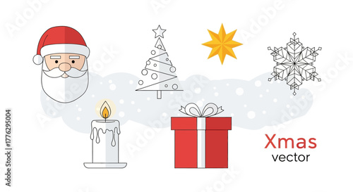 Festive Santa Claus Christmas tree gift candle and snowflake bring a touch of holiday cheer to your creative projects this season