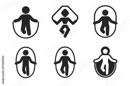 Exercise Icon Variations. The importance of exercise. Set Logo of the importance of exercise: jump rope. Icon set. harmonious logo variations of the same