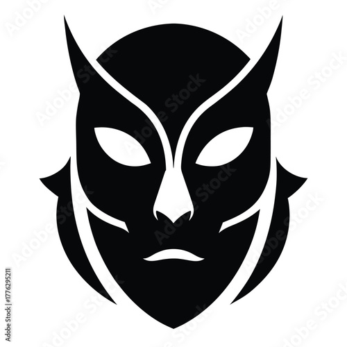 black and white mask on white background