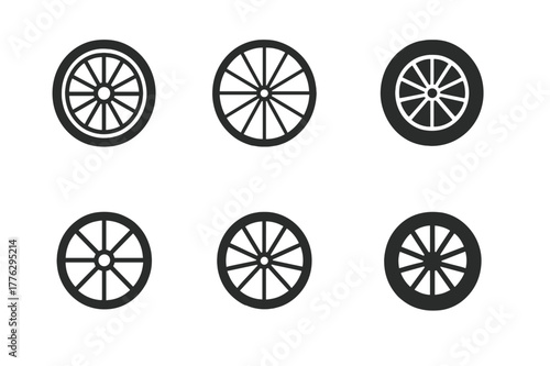 Exercise Logo Designs. The importance of exercise. Set Logo of the importance of exercise: bicycle wheel. Icon set. harmonious logo variations of the same
