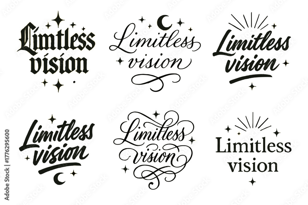 Fototapeta premium Limitless Vision Calligraphy. Limitless vision. Create a calligraphy lettering illustration of the phrase: