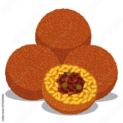 Arancini Sicilian Rice Balls vector.
