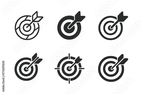 Diverse Career Logos. Creating an effective career development plan. Icon set. Set Logo of creating an effective career development plan: target with dart