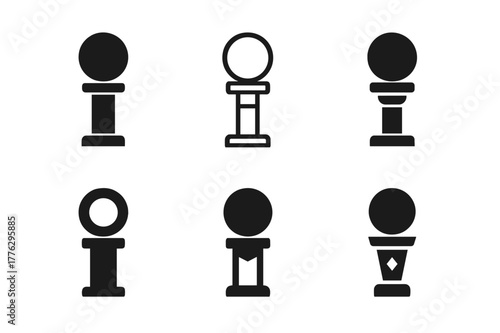 South Pole Logo Variations. Pole. Set Logo of Pole: South Pole marker sphere. Icon set. harmonious logo variations of the same emblematic concept, each with