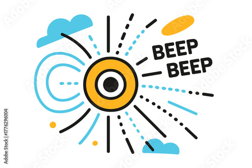 Pulsar Nebula Vibes. Pulsar Wind Nebula. A central pulse ring ripples outward; ?Beep ? Beep? ticks like a heartbeat beside magnetic field lines. Charged