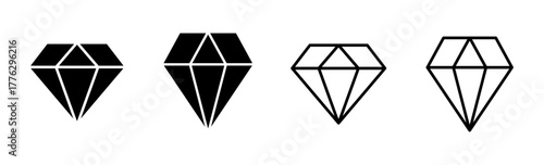 Diamond icon set. diamond gems vector icon.