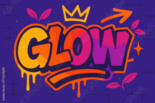 Graffiti Urban Glow. Urban Glow ? Graffiti Simplified: thick tilted bubble letters with dripping luminous