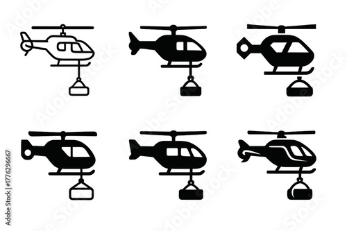 Rescue Aircraft Logos. Installing floating shelves on a wall. Set Logo of installing floating shelves on a wall: spirit level on shelf edge. Icon