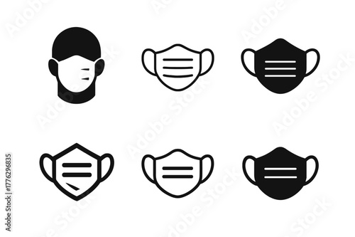 Hygiene Awareness Logos. Hygiene education and awareness campaigns. Set Logo of hygiene education and awareness campaigns: face mask protection symbol. Icon