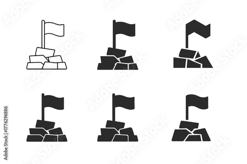 Revolutionary Logo Variations. Revolutions that reshaped political landscapes. Set Logo of Revolutions that reshaped political landscapes: raised flag on