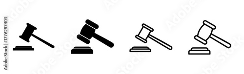 Gavel icon set. judge gavel icon vector. law icon vector. auction hammer