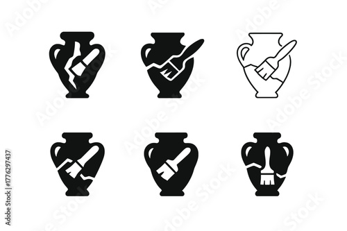 Heritage Museum Logos. Heritage museums. Set Logo of Heritage museums: curator key and tag. Icon set. harmonious logo variations of the same emblematic