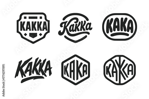Kakka Emblem Variations. Emblem of Kakka. Set lettering. harmonious lettering variations of the same emblematic concept, each with different artistic
