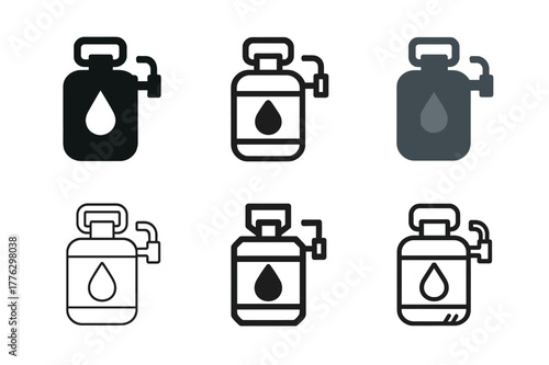Post-Apocalyptic Logos. Post-apocalyptic societies. Set Logo of Post-apocalyptic societies: water purifier canister. Icon set. harmonious logo variations of