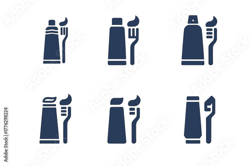 Hygiene Logo Variations. Hygiene education and awareness campaigns. Set Logo of hygiene education and awareness campaigns: toothbrush and toothpaste icon. Icon