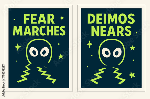 Night Raid Banners. Night Raid. Two vertical A6 banners with safe margins, centered composition, no elements touching edges, cartoon, navy and neon green,